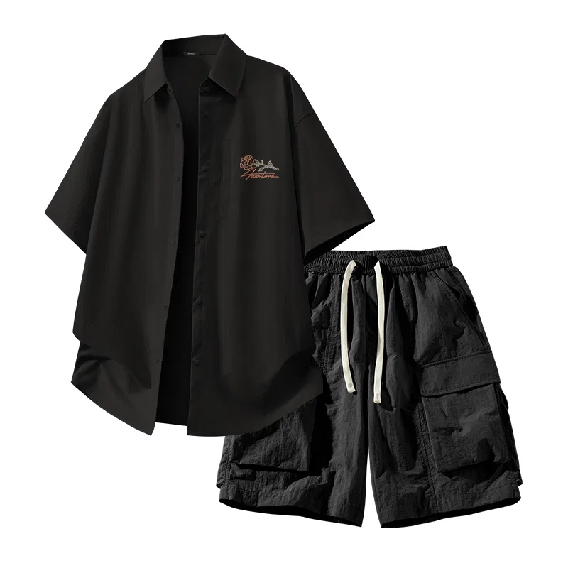 Детский комплект рубашек [2 Pack] Black Rose Chest Logo+Black MINISO, Black Rose Chest Logo+Black