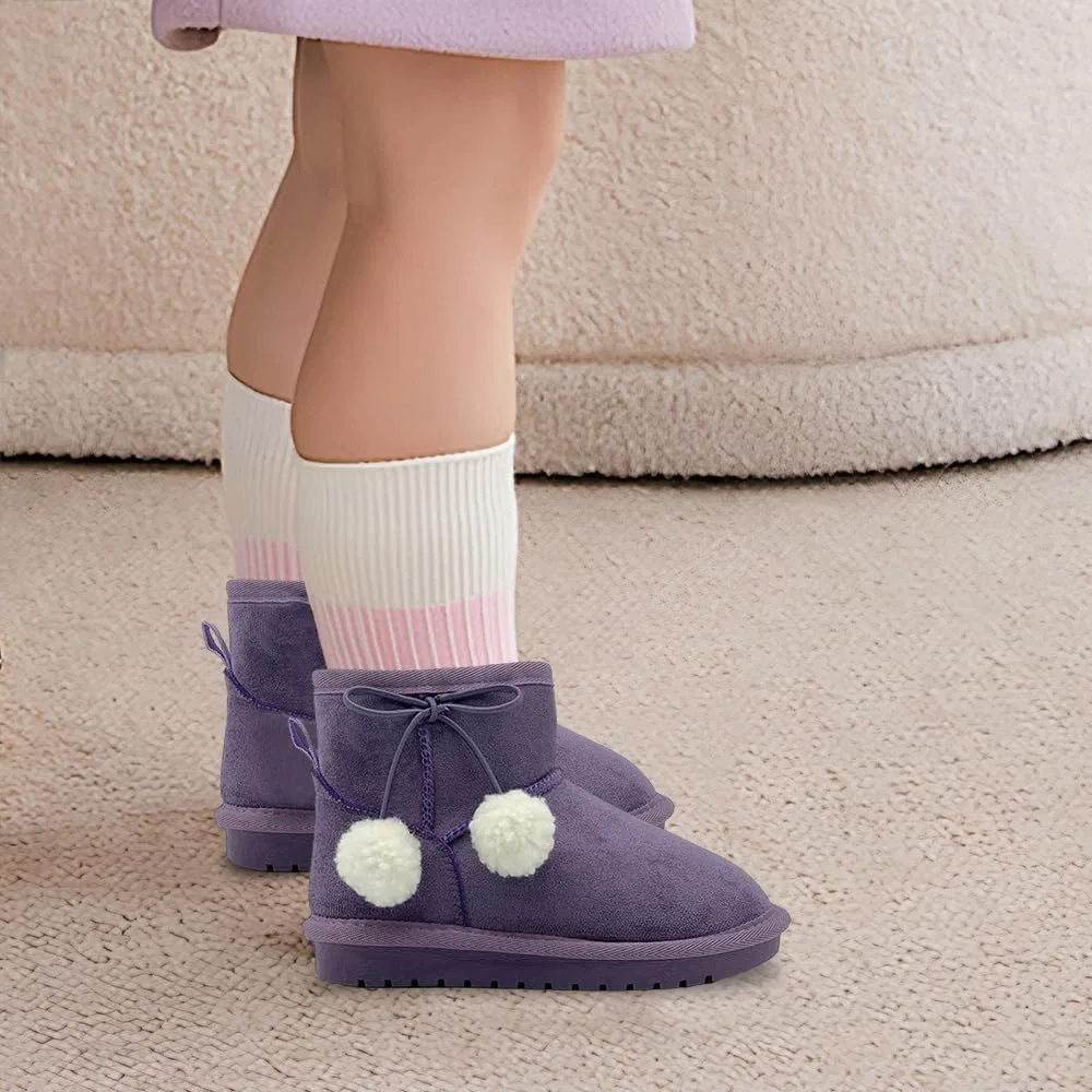 Детские зимние сапоги для девочек и мальчиков с мехом, модель nzzoo, Purple — фото 2