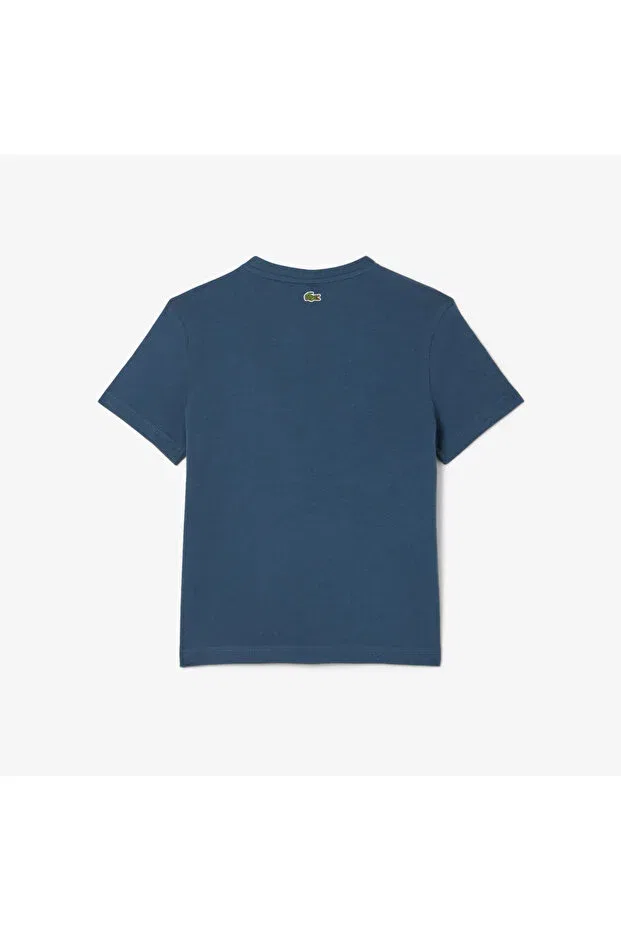 Детская футболка с принтом с коротким рукавом Lacoste, C7Z-Blue — фото 2