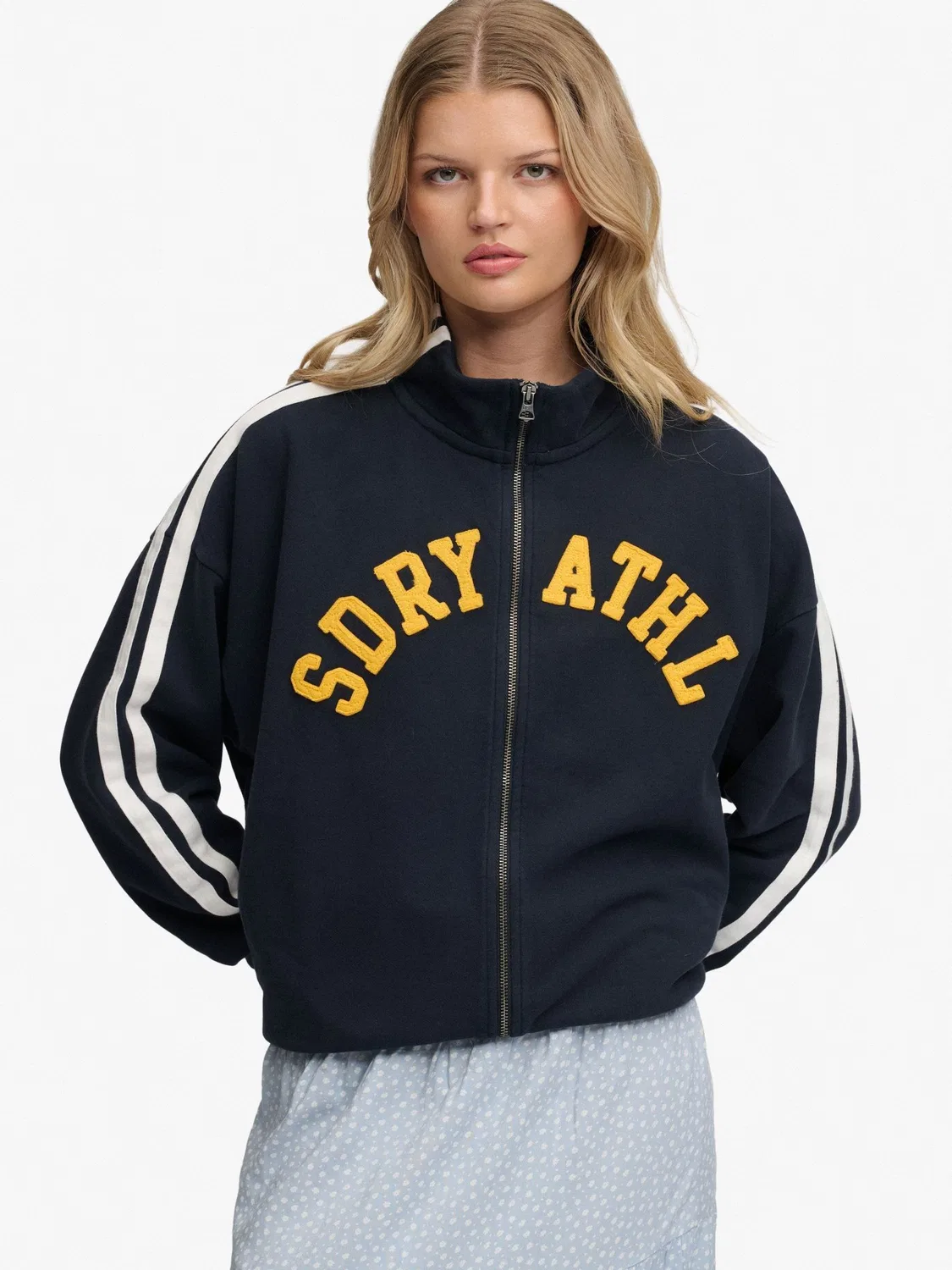 Толстовка с молнией Athletic Essentials Appliqué Loose Zip Superdry, синий — фото 2