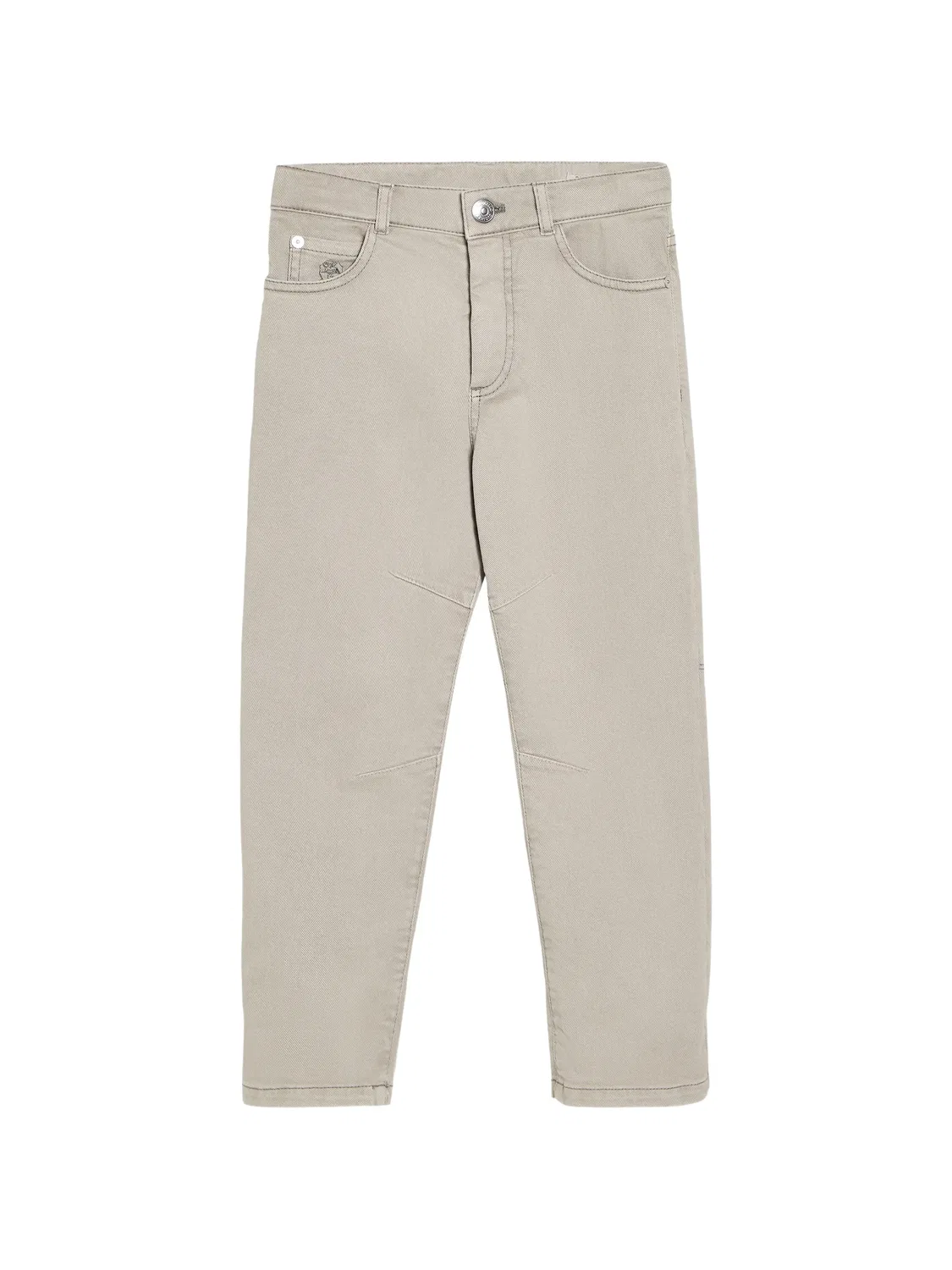 Легкие джинсы с контрастной строчкой Brunello Cucinelli Kids, нейтральные цвета