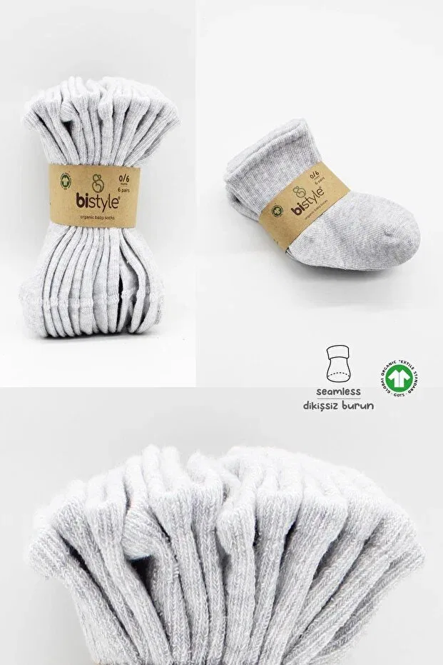 Детские носки хлопковые 6 штук Bibaby, Gray — фото 4