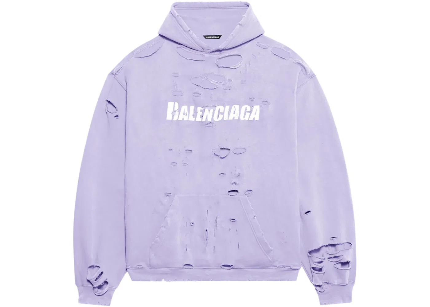 Мужской худи оверсайз с принтом Caps Destroyed Balenciaga, Light Purple/White