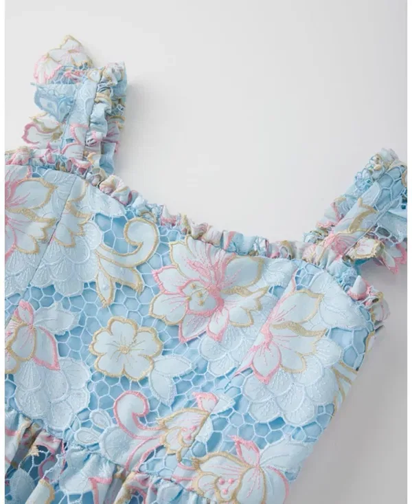 Детское платье для девочек с принтом Lilia Embroidered Mini Dress Marlo Kids, Floral — фото 4