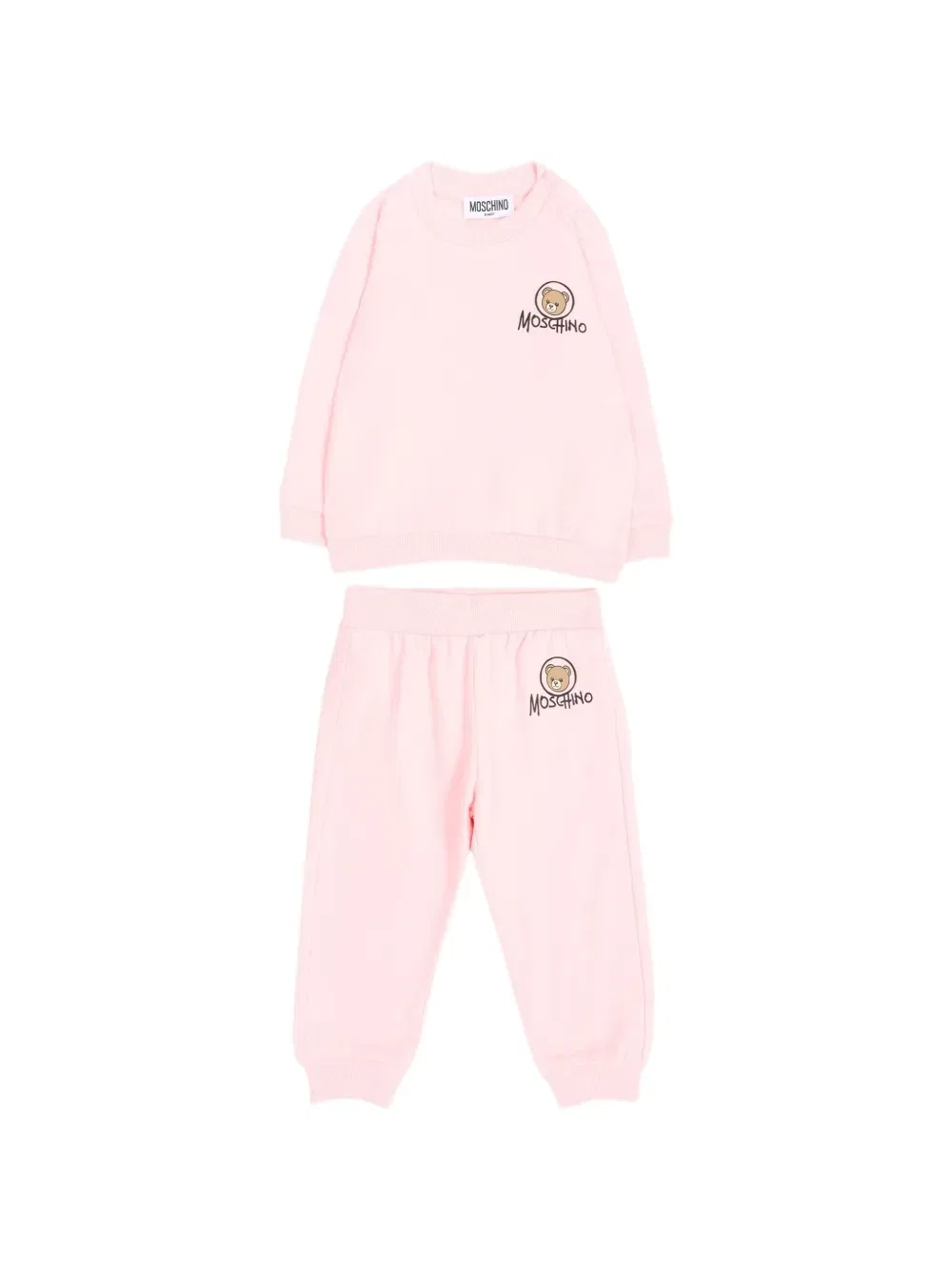 Трикотажный костюм с медвежонком Тедди Moschino Kids, розовый