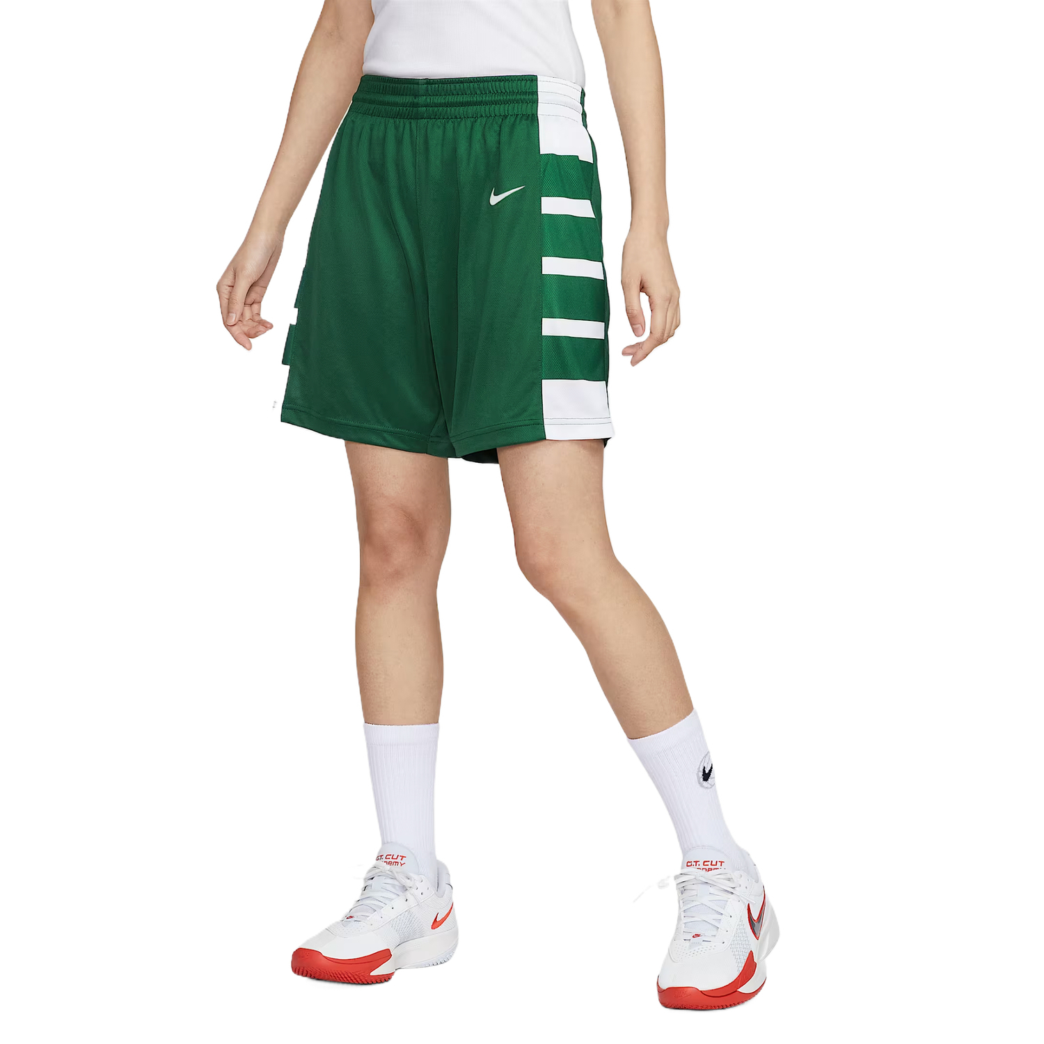 Nike Женские спортивные шорты Dri Fit темно-зеленые — фото 3
