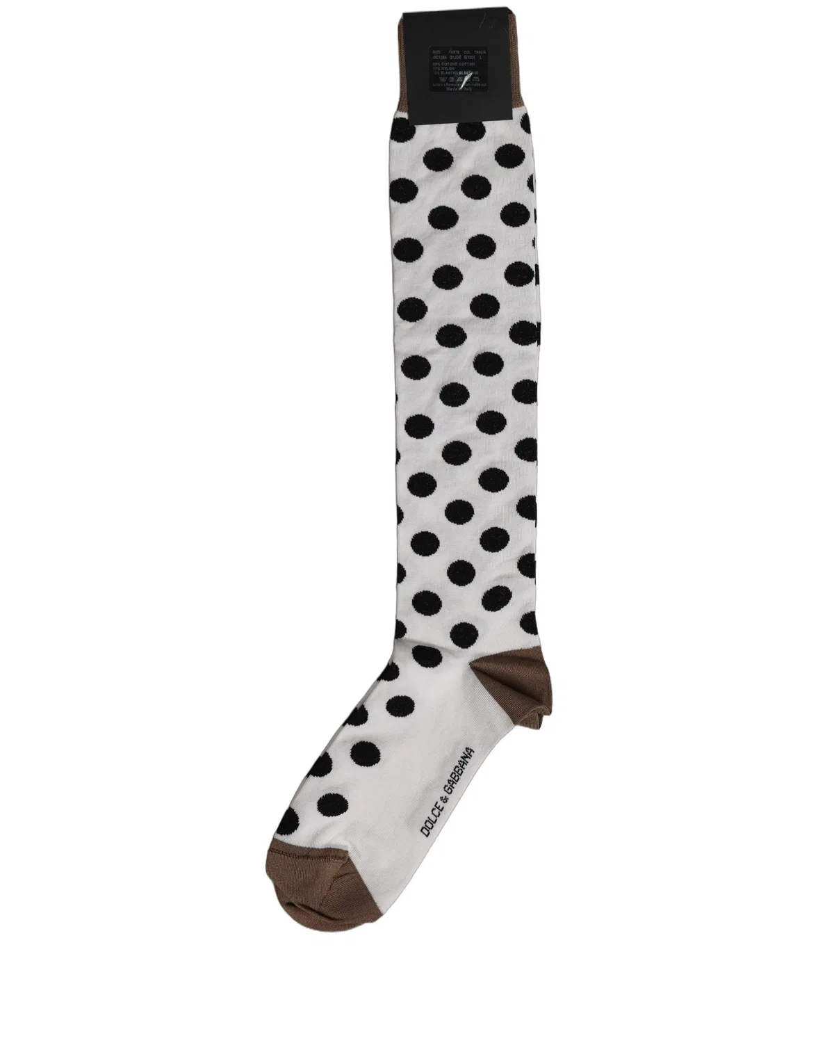 Мужские носки с принтом в горошек, White Polka Dot Over The Calf Dolce & Gabbana, White — фото 4
