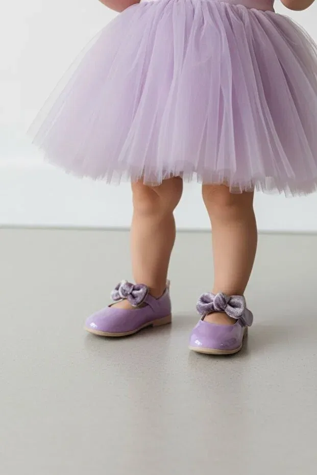 Детские балетки для девочек с бантом Görkem Bebe Ayakkabı Ve Tekstil, Purple — фото 2