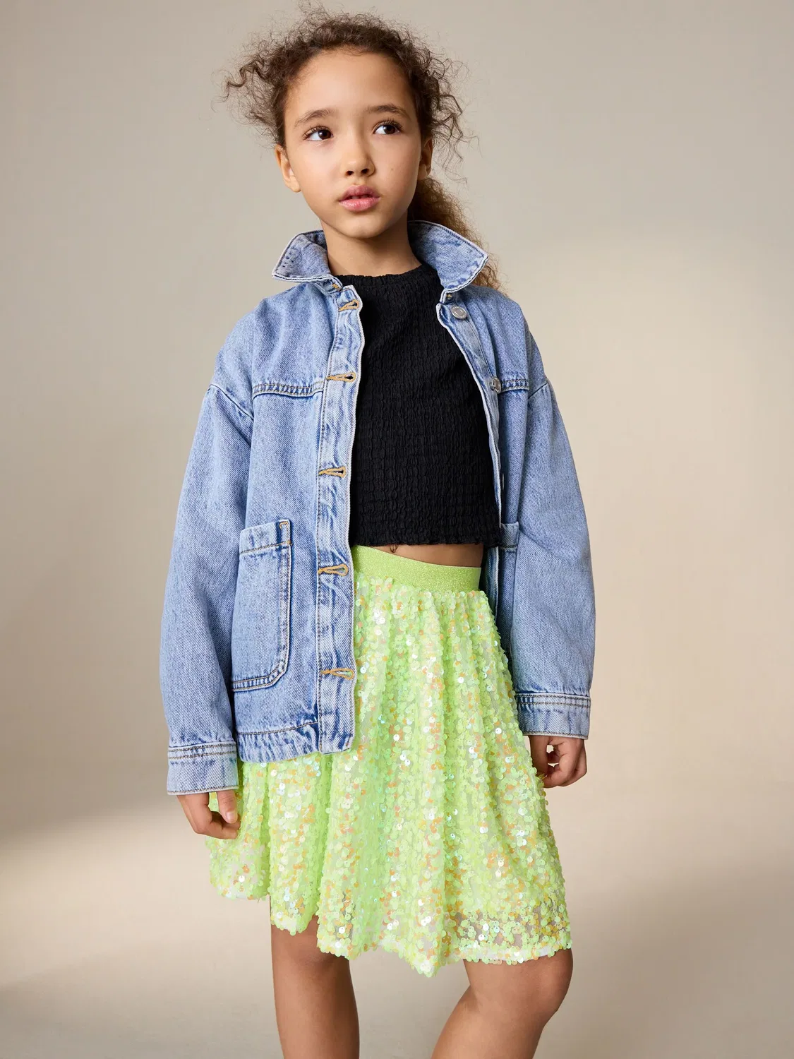 Юбка с пайетками Fluro Yellow Sequin Skirt Next, флуоресцентно-желтый