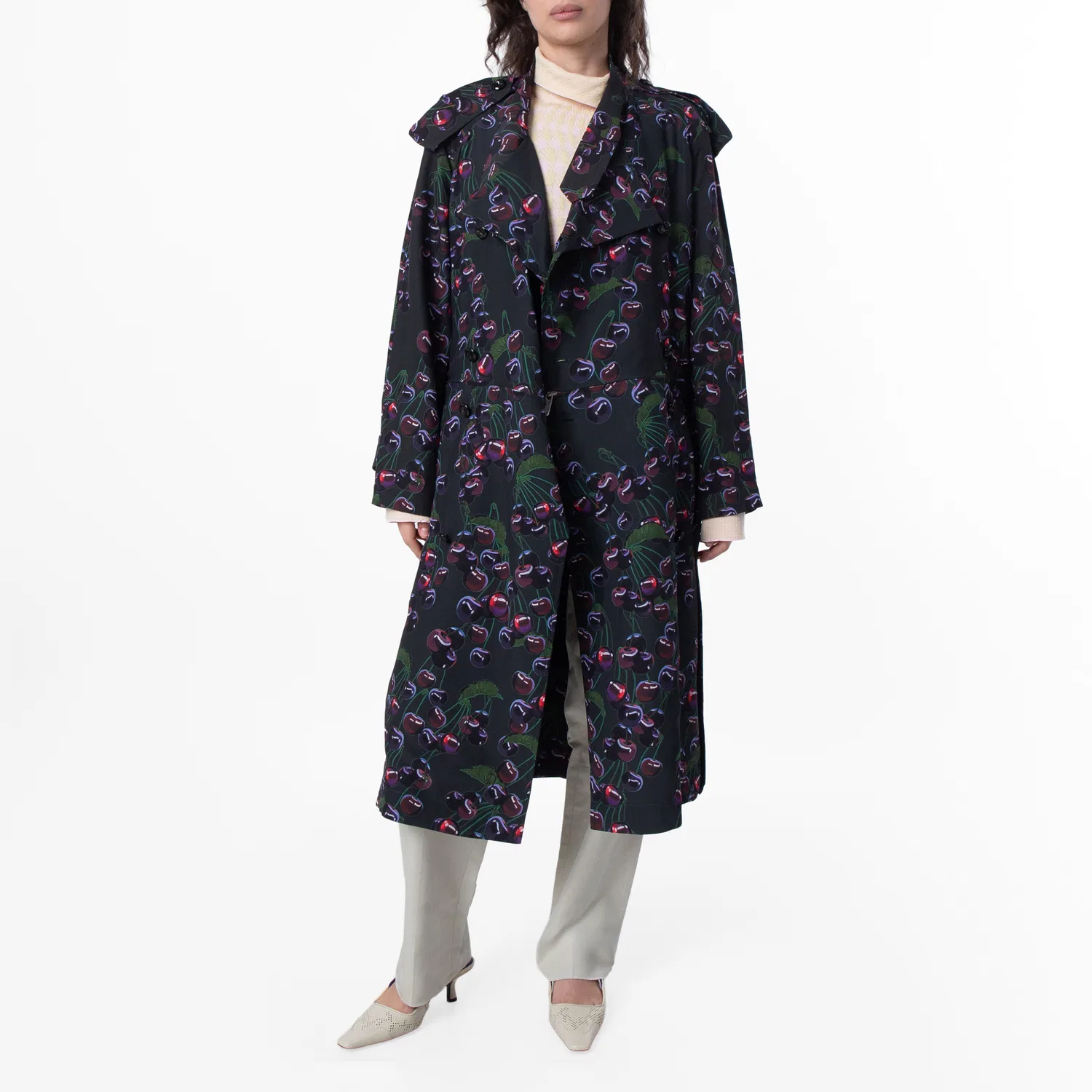Плащ с поясом Cherry Print Burberry, Vine Ip Pattern