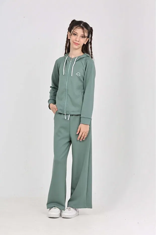 Детский спортивный костюм для девочек с принтом минимализм Toontoy, Green — фото 3