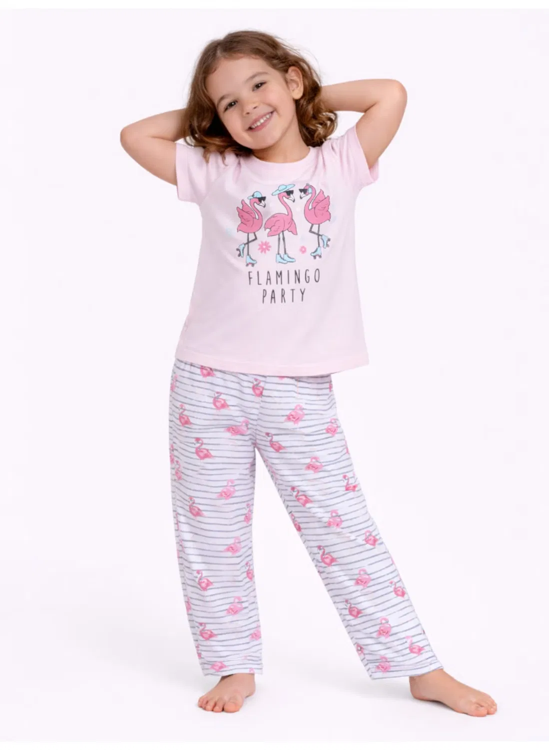 Комплект пижамы с принтом фламинго, модель Flamingo Print, Victor And Jane, розовый — фото 3
