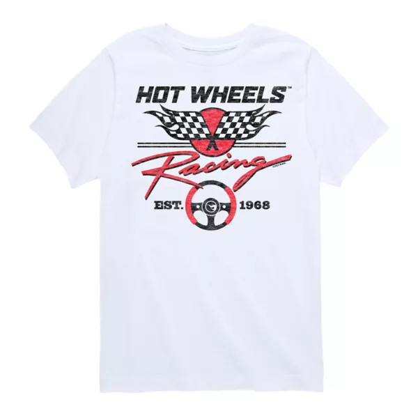 

Футболка с клетчатым флагом для мальчиков 8-20 лет Hot Wheels, белый