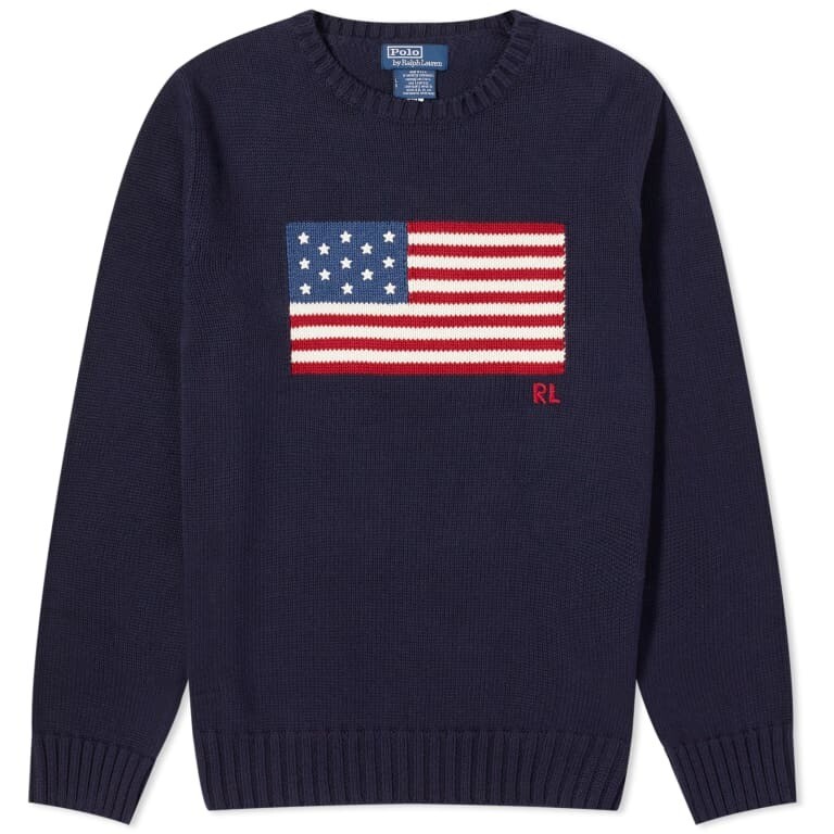 

Джемпер Polo Ralph Lauren Flag Intarsia Crew, темно-синий/принт