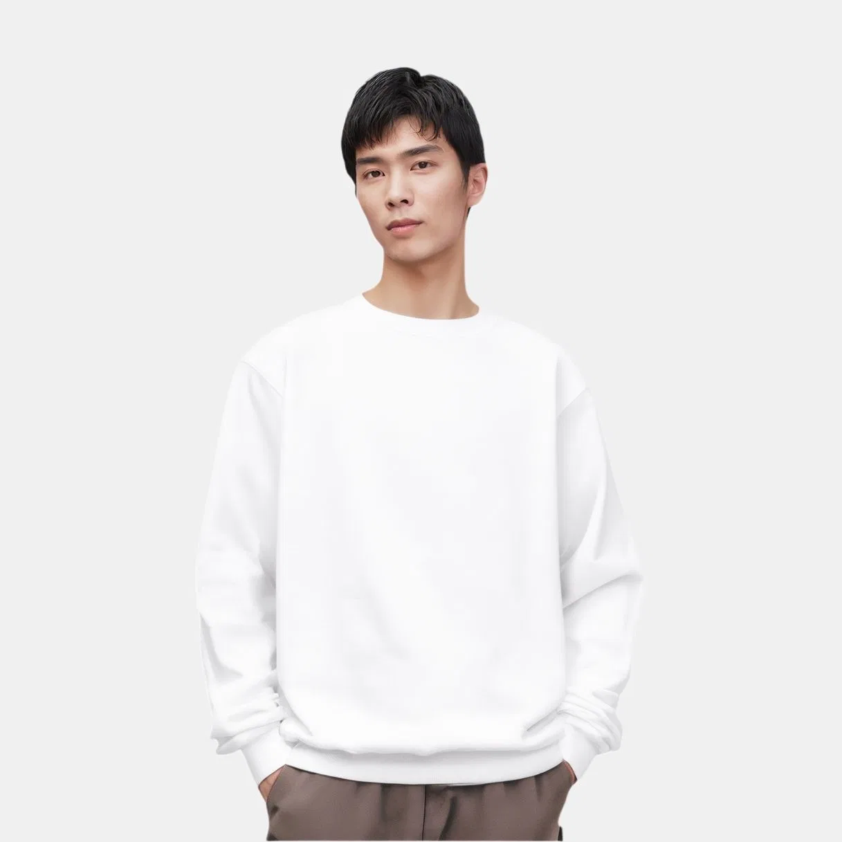 Детский свитшот с начесом с круглым вырезом Champion, White — фото 4