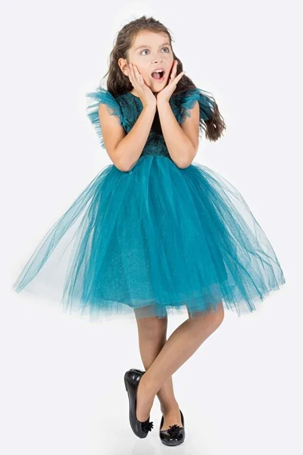 Детское платье для девочек кружевное Mnk Baby&Kids, Blue — фото 4