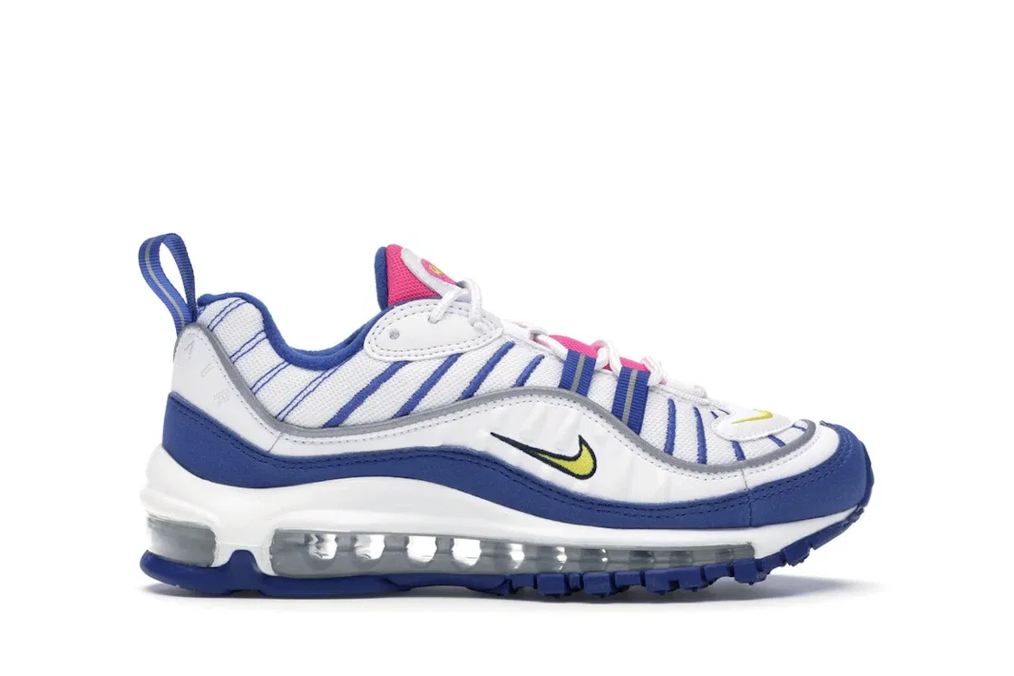 Детские кроссовки Lifestyle с сеткой Nike Air Max 98 Nike, White/Indigo Force-Laser Fuchsia-Amarillo