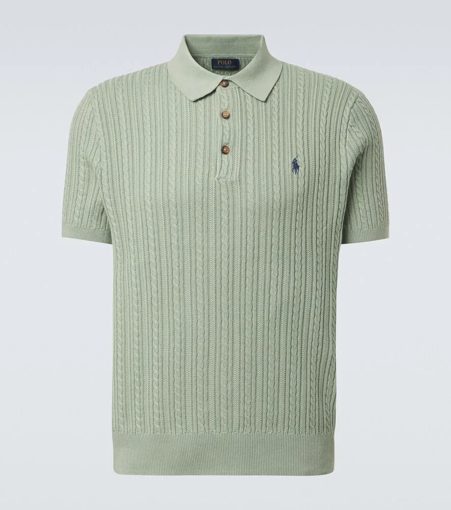 Хлопковая рубашка-поло крупной вязки Polo Ralph Lauren, зеленый
