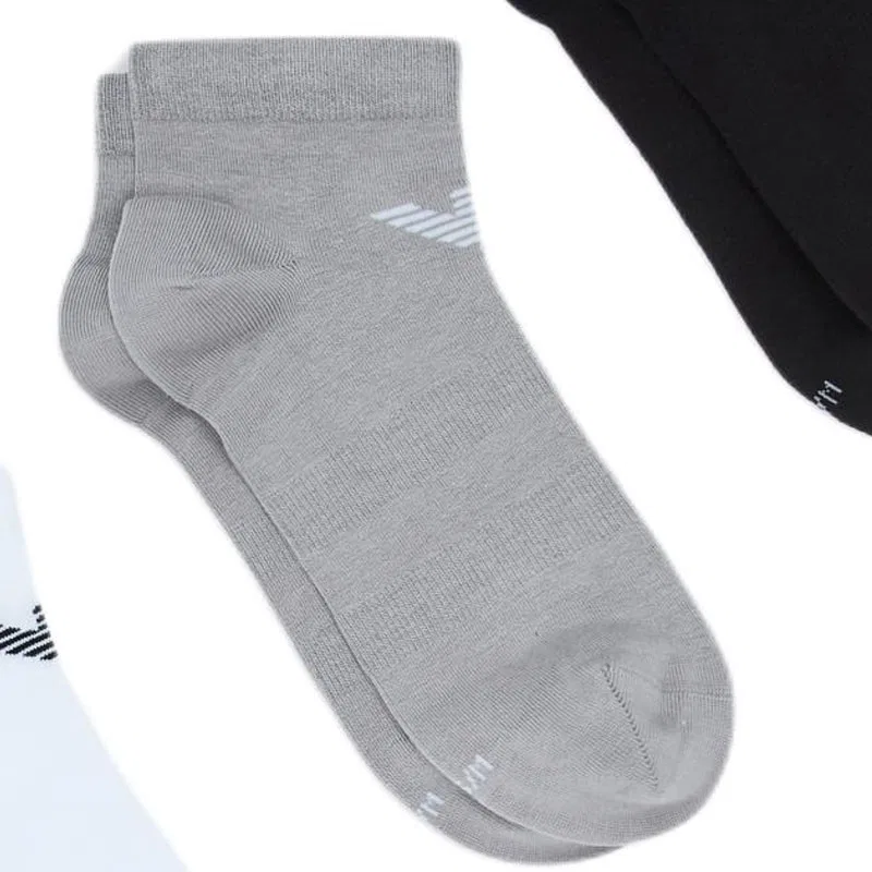 Носки Emporio Armani SS26 Ankle Socks, 3 пары, Black White Gray — фото 3