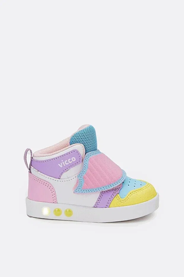 Детские ботинки для девочек на липучке с подсветкой Vicco, Yellow — фото 2