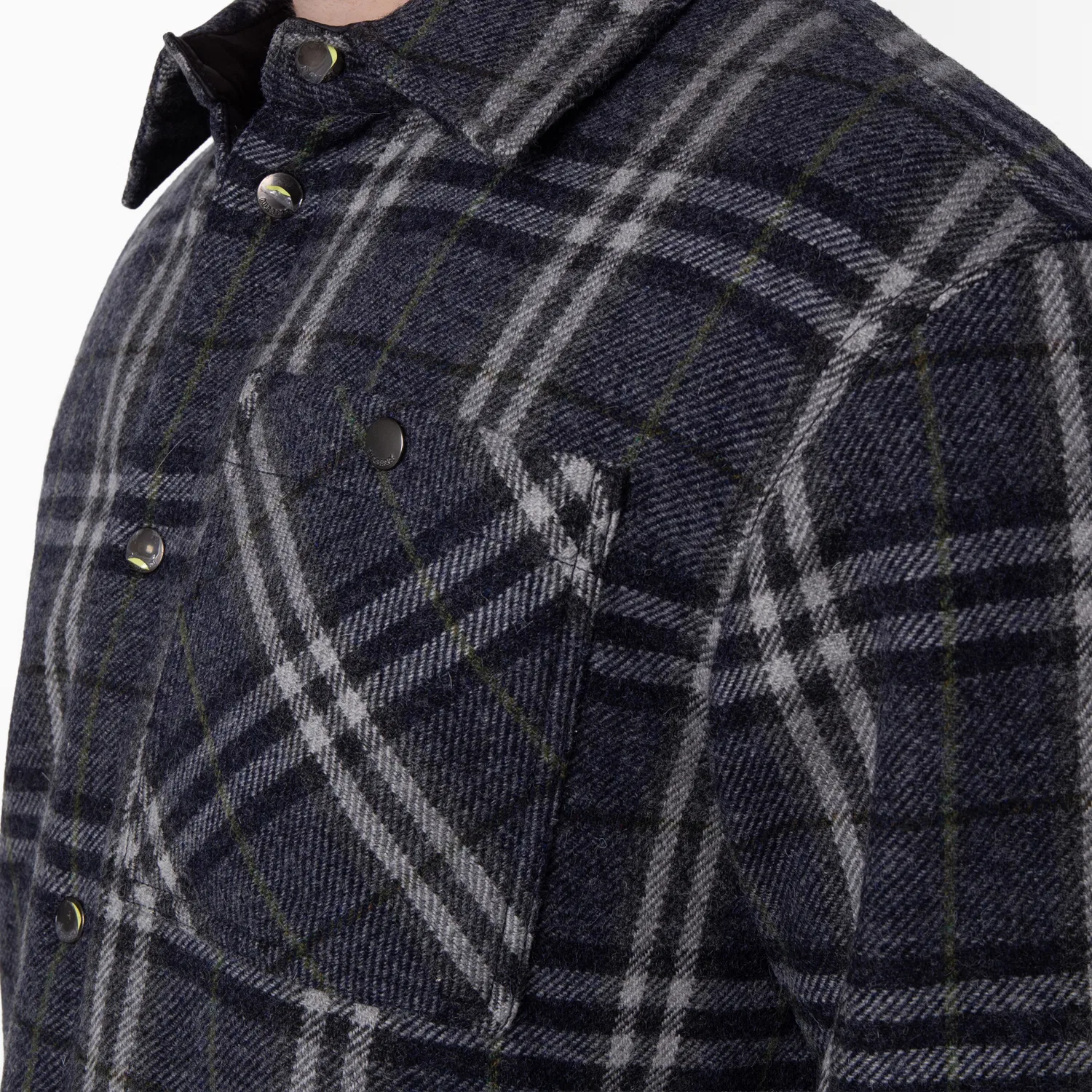 Рубашка-оверширт из шерсти Wadded Check Burberry, Indigo Ip Check — фото 2