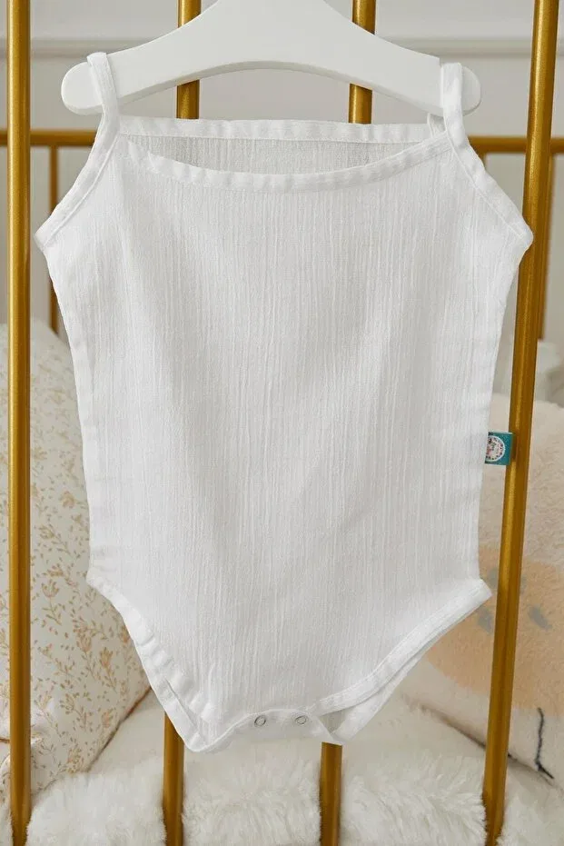 Детское боди с бретельками органический хлопок Beyzbaby, White — фото 3