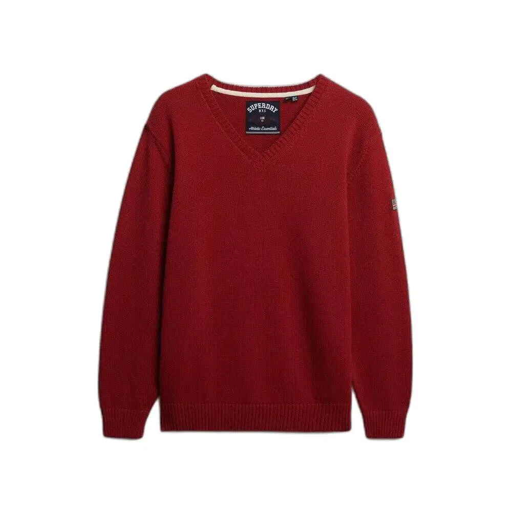 Женский оверсайз пуловер с V-образным вырезом Superdry, Rot / Bordeaux / Karminrot
