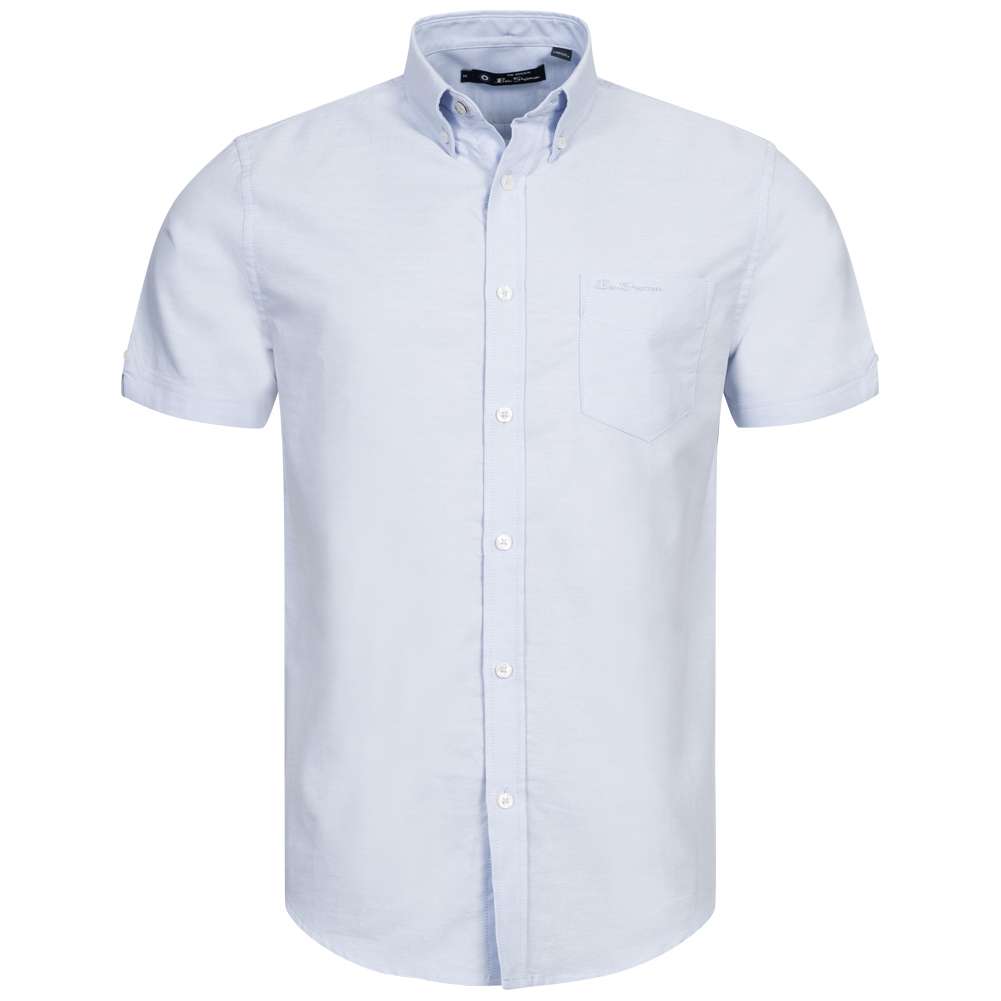 

Повседневная мужская рубашка с коротким рукавом Ben Sherman, голубой (размер L)