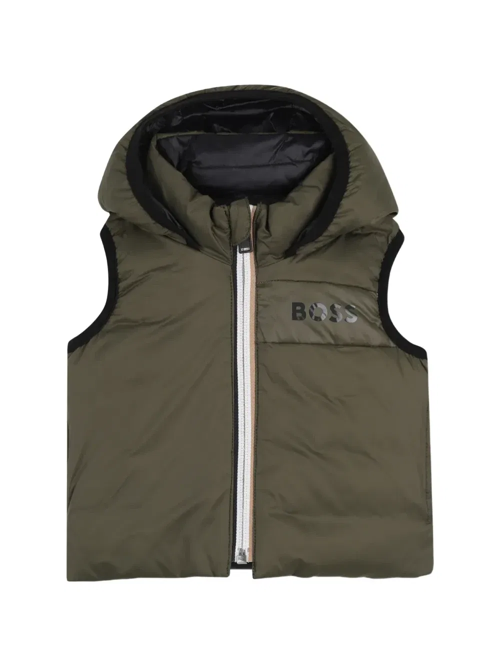Двусторонний дутый жилет Boss Kidswear, черный — фото 4