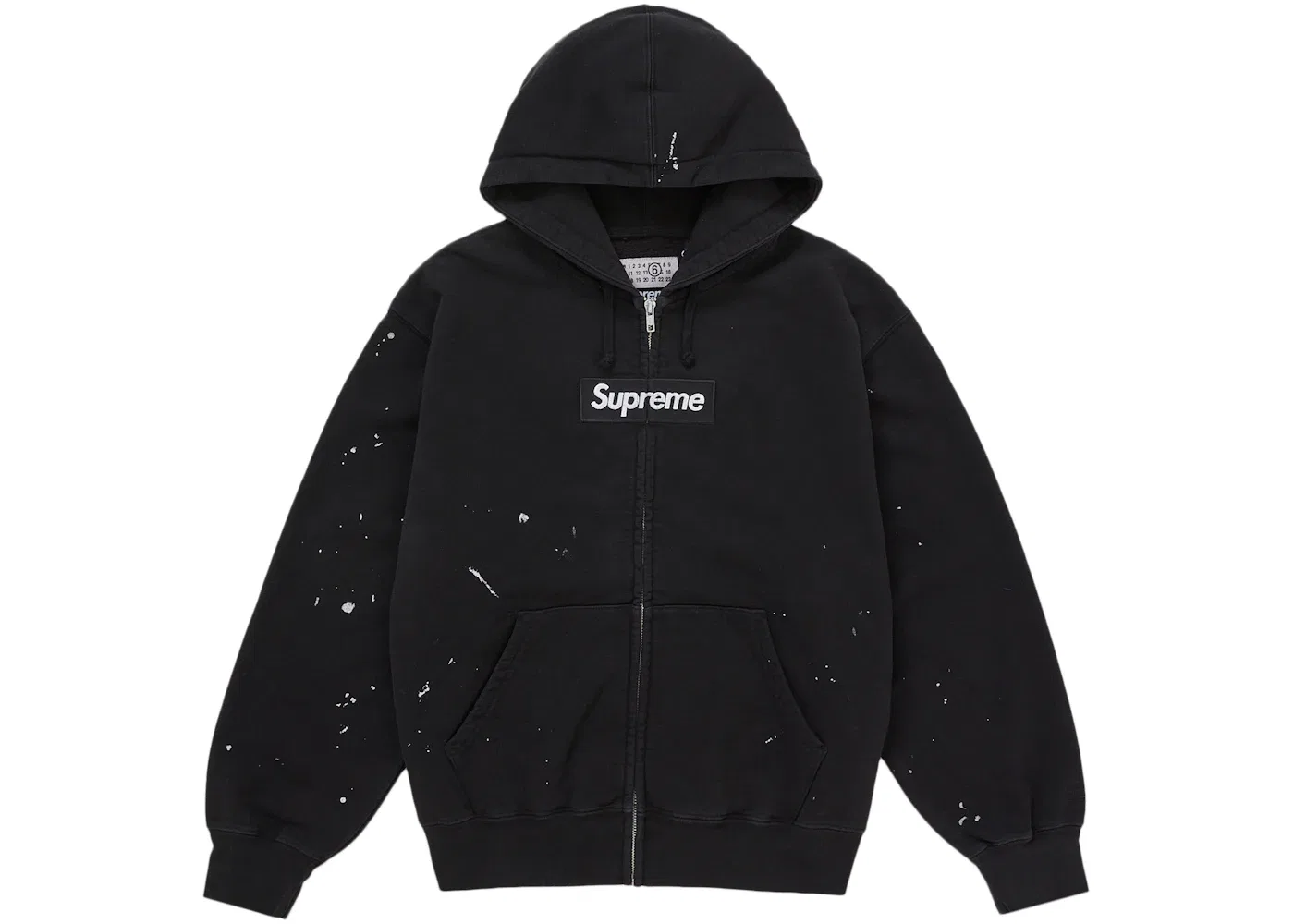 Мужская худи на молнии Supreme MM6 Maison Margiela Box Logo Zip Up Hooded Sweatshirt Black, Black