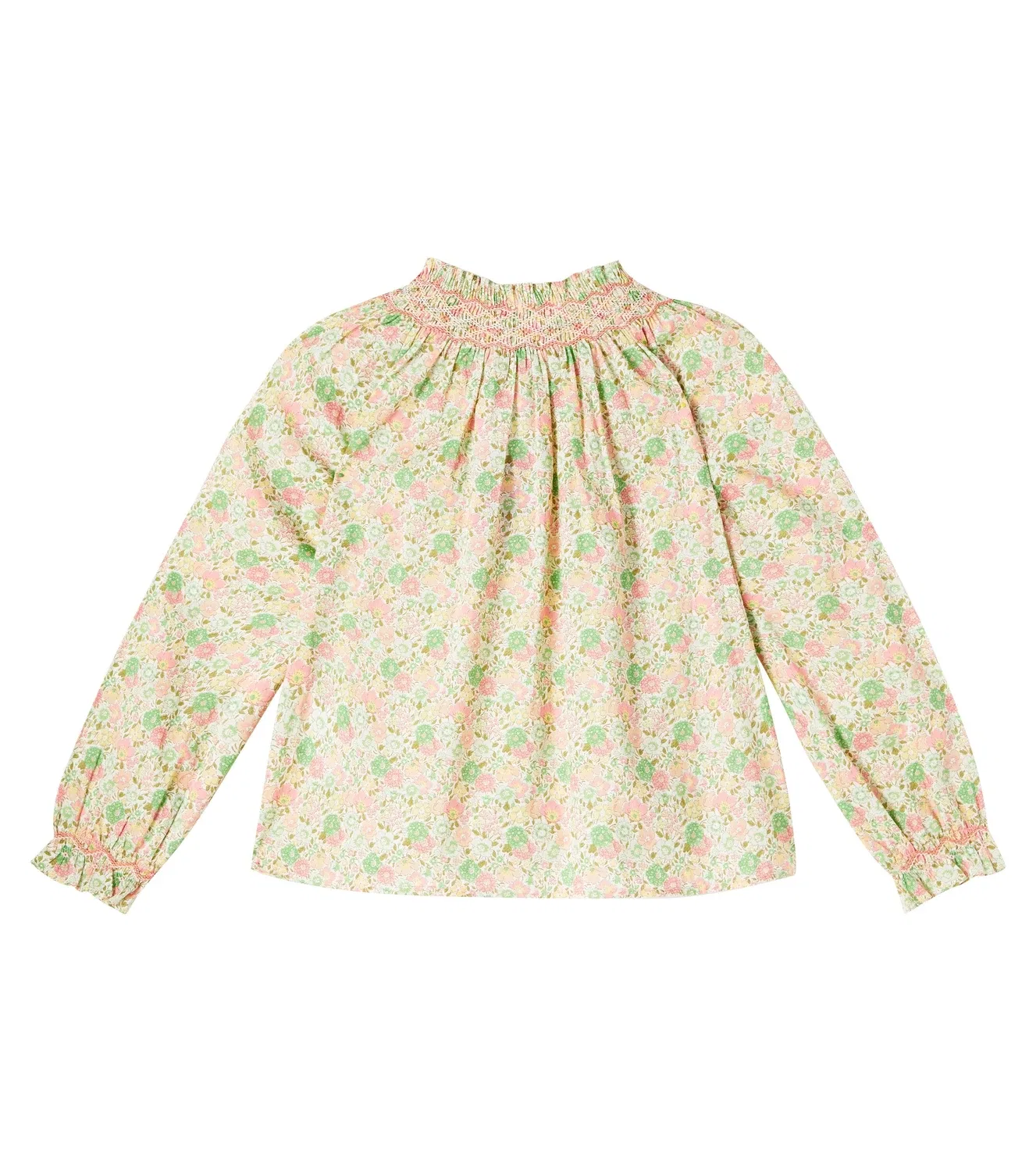 Блузка хлопковая с длинным рукавом Fl Rose Pale Bonpoint, белый — фото 4