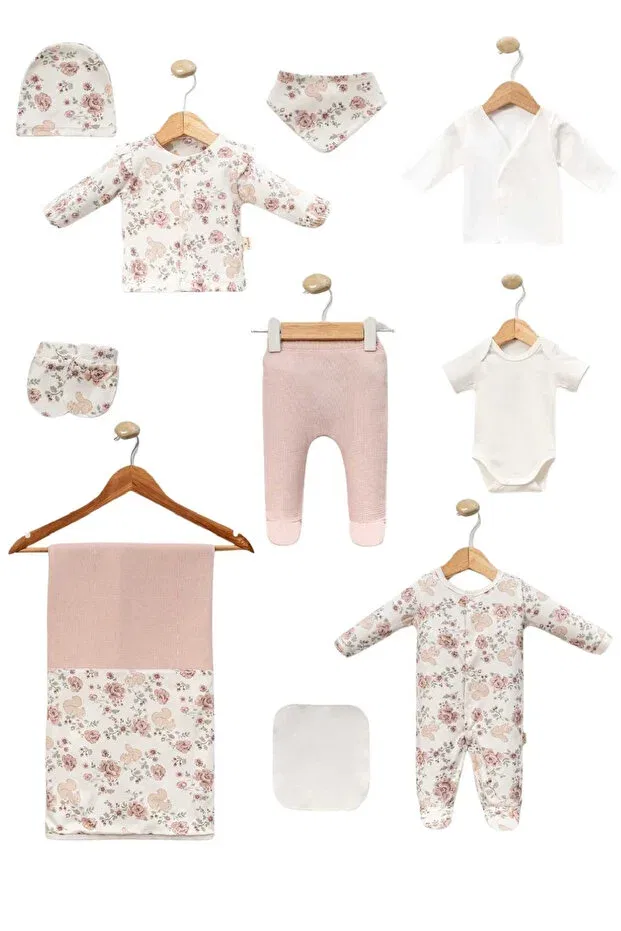 Детский комплект боди для новорожденных девочек с принтом Squirrel Pattern Floral Cherub Baby, Powder — фото 2
