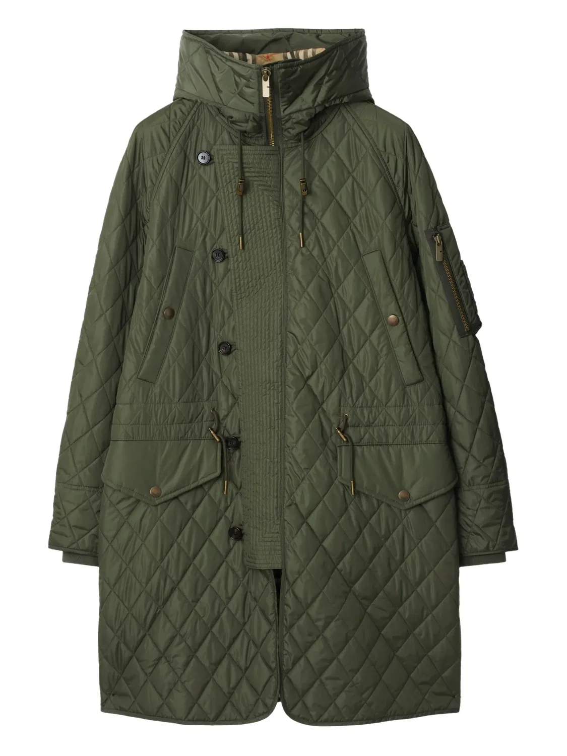 Парка стеганая зеленая Burberry, зеленый