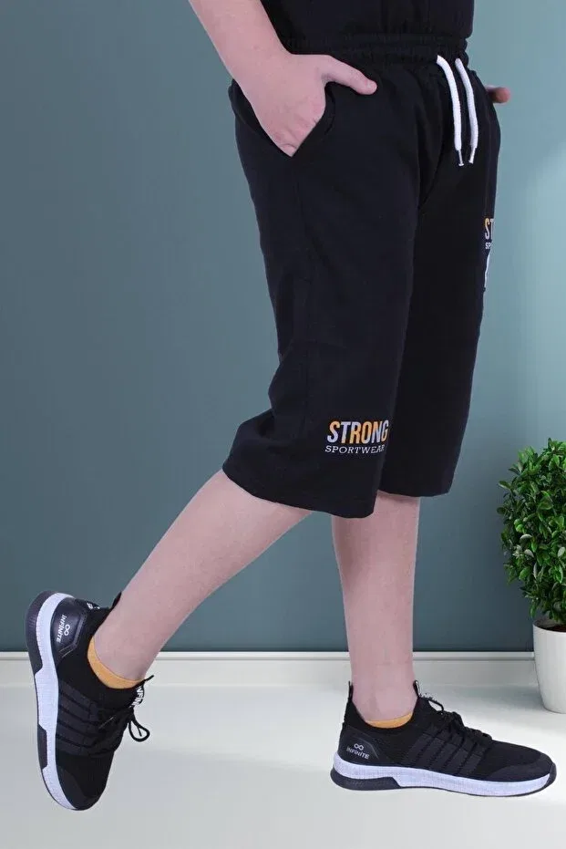 Детские шорты для мальчиков с принтом Strong 95 Fyk Collection, Black — фото 3