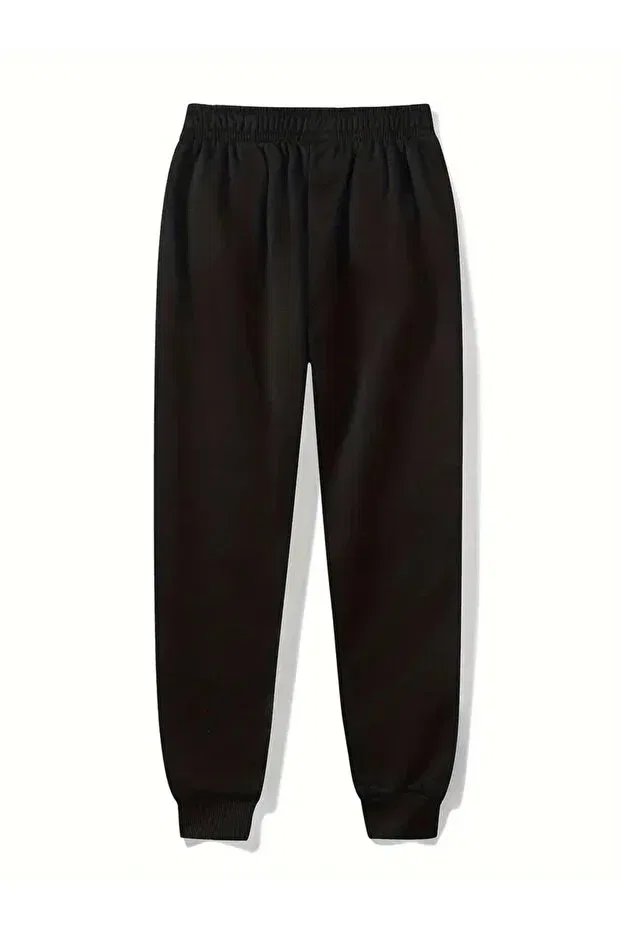 Детские спортивные штаны для девочек с принтом Set of 3 children's heart patterned sweatpants Daxis Sportwear Company, Black-Gray-Lacquvert — фото 3