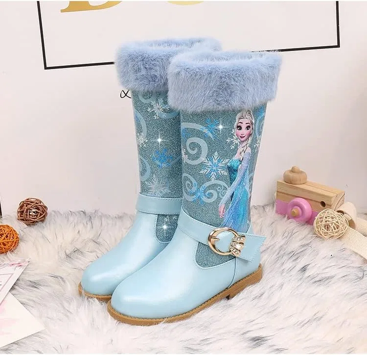 Детские зимние сапоги для девочек с принтом Dids snow boots, Light Blue — фото 3