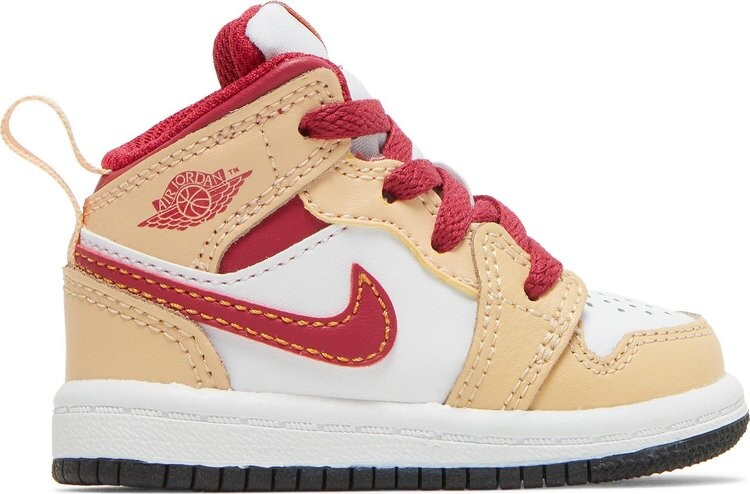 

Кроссовки Air Jordan 1 Mid TD Light Curry Cardinal Red, коричневый