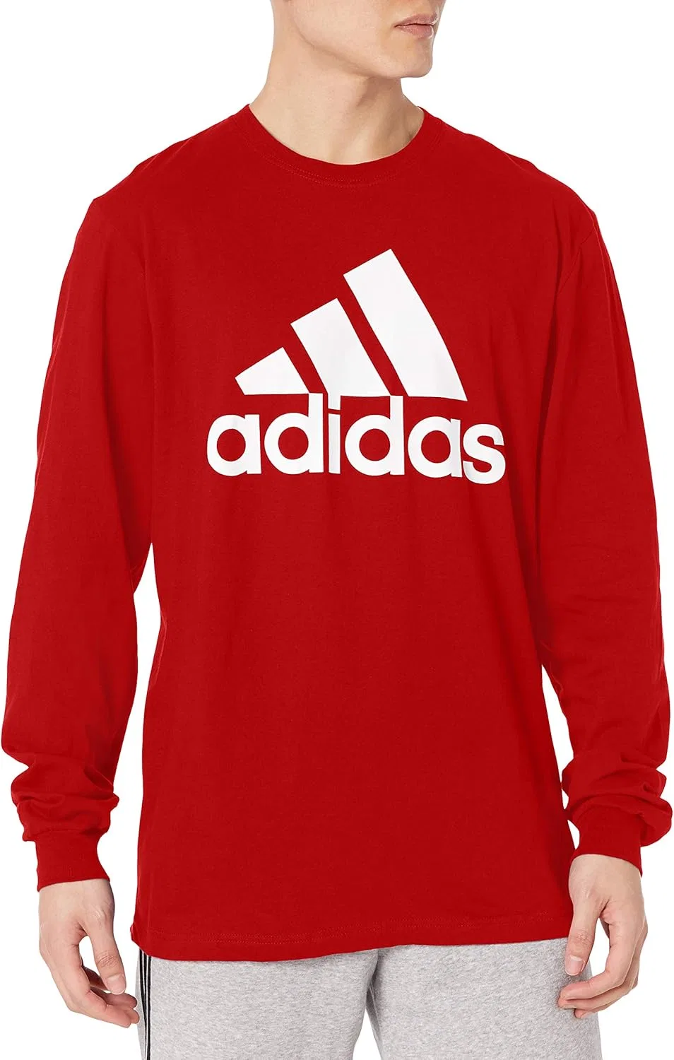 Мужская футболка с длинным рукавом adidas, Power Red/White