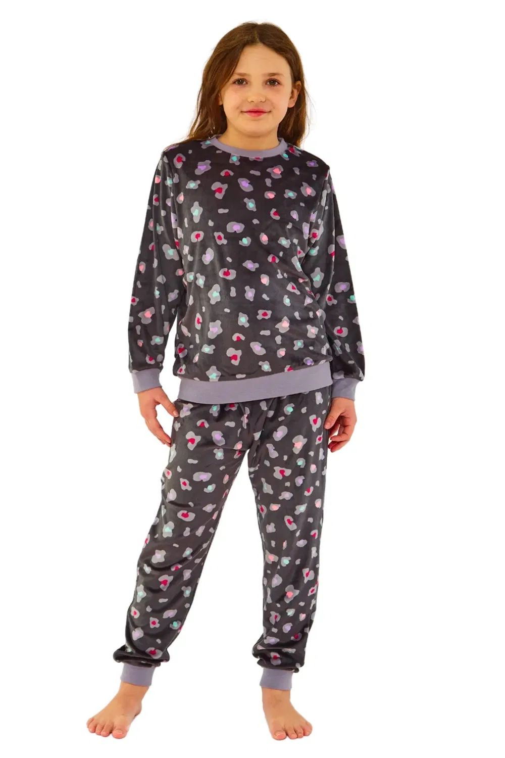 Детская пижама для девочек из велюра с принтом Cozy N Dozy, Black