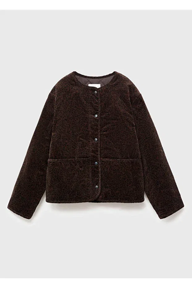 Детское пальто-бомбер для девочек с принтом Leopard Print Bomber Jacket Mango Kids, Brown