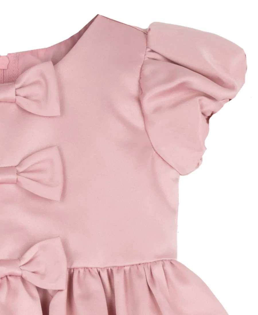 Платье из атласа с бантами и рукавом-фонарик, модель Satin Bow Bodice Bubble Sleeve Rare Editions, Mauve — фото 3