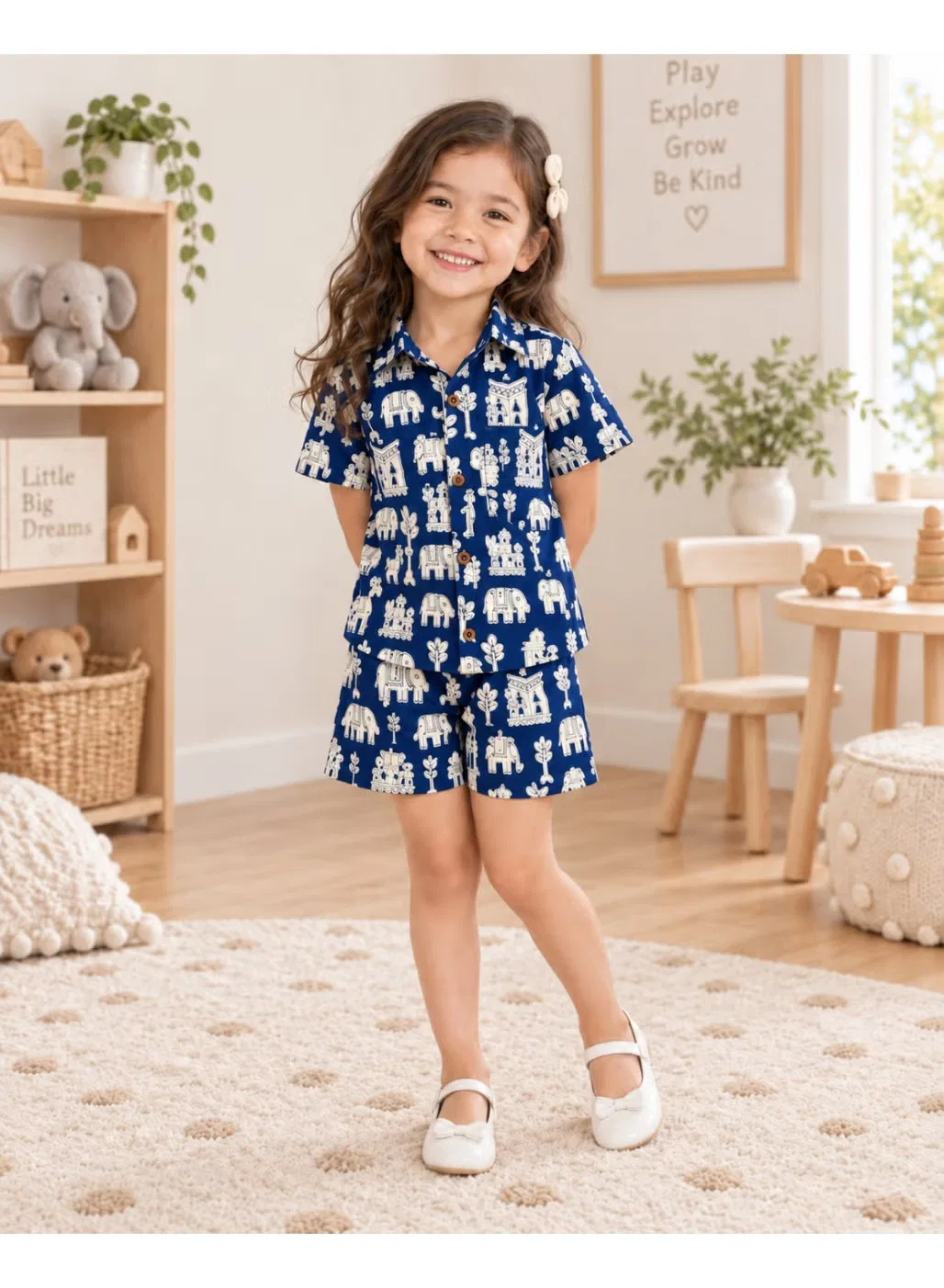 Комплект детский с принтом слонов Royal Safari Matching Family Outfits, синий — фото 2
