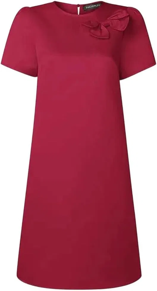 Женское повседневное платье с V-образным вырезом и запахом, Wine Red