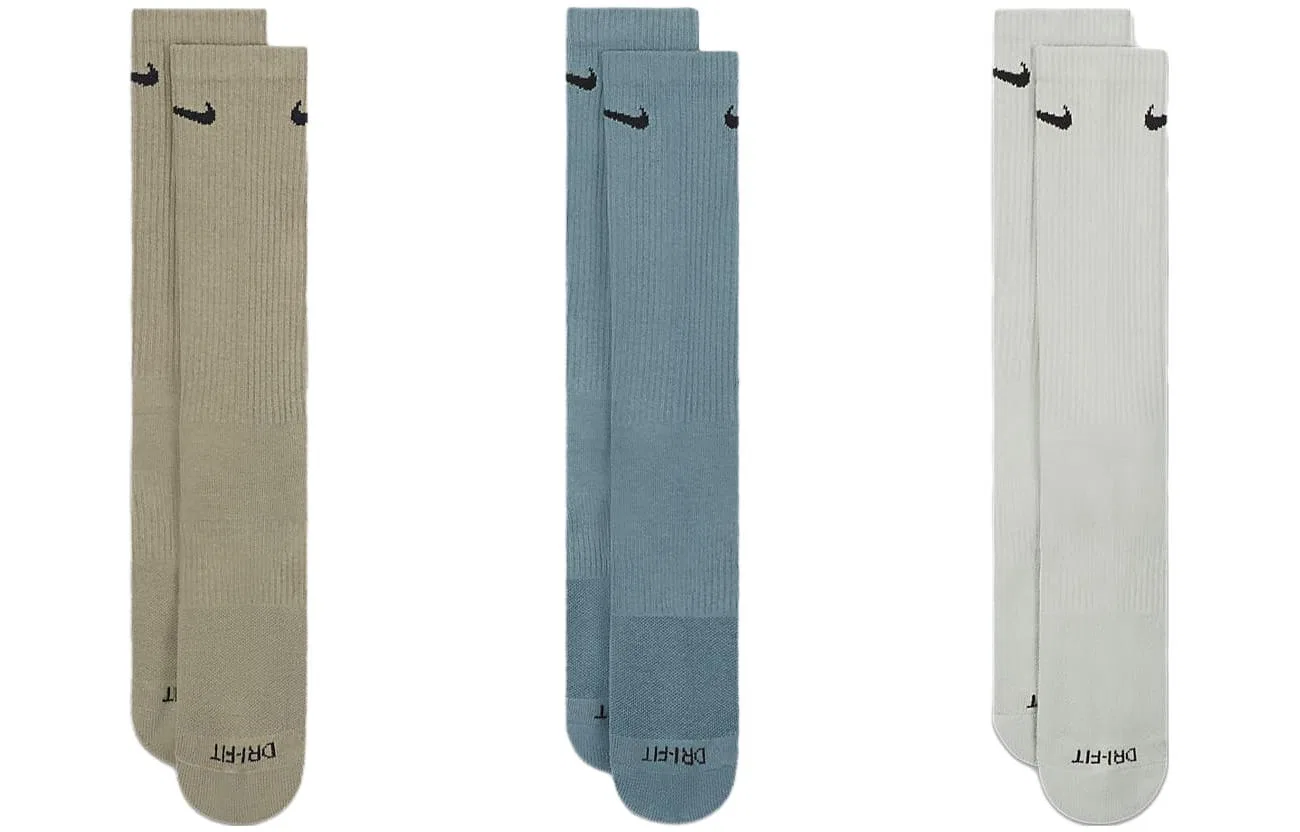 Носки высокие Nike Everyday Plus Cushioned, 3 пары, Khaki/Blue/White — фото 3