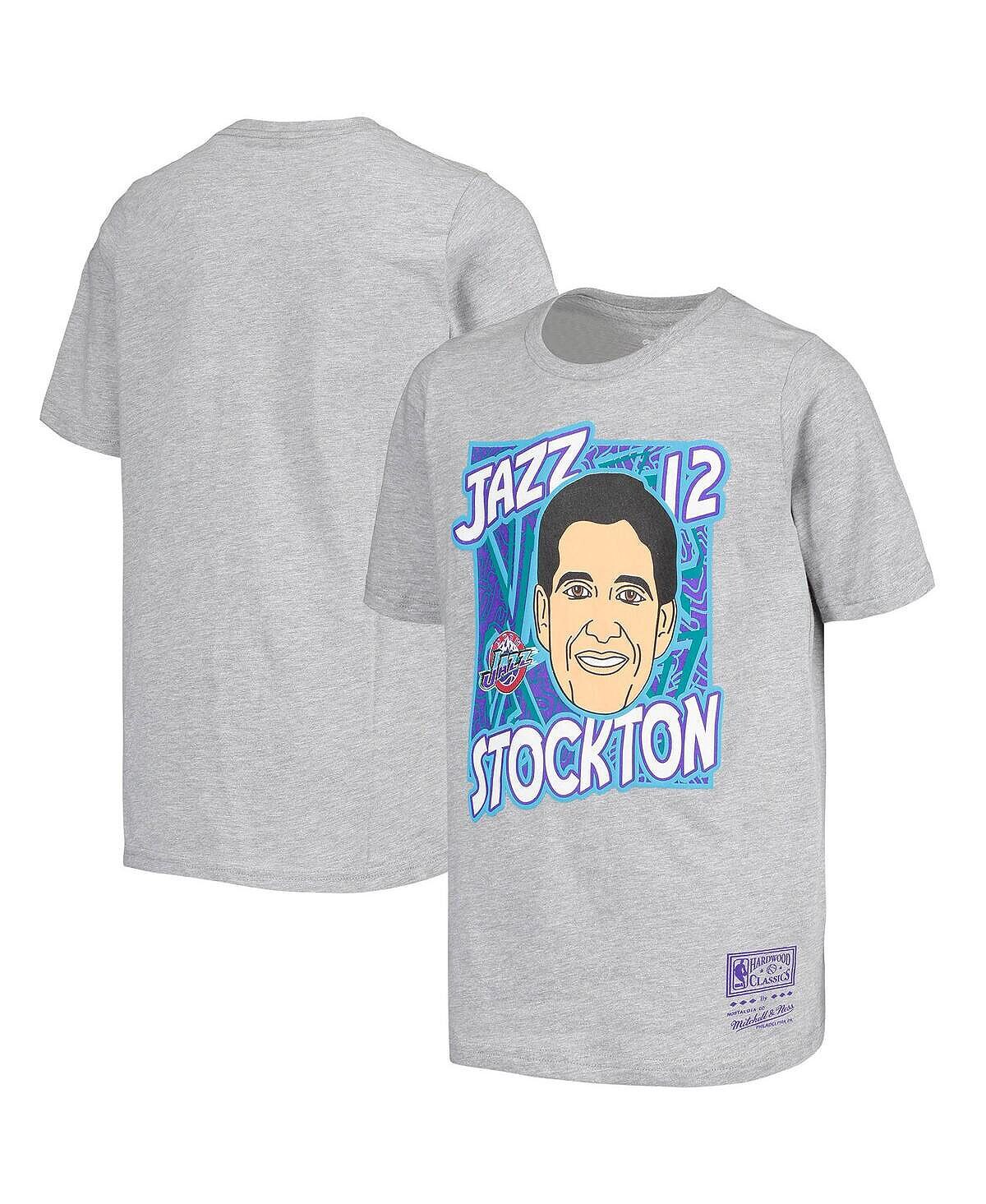 Серая футболка Big Boys John Stockton Utah Jazz Hardwood Classics King of the Court Player Mitchell & Ness — фото 2