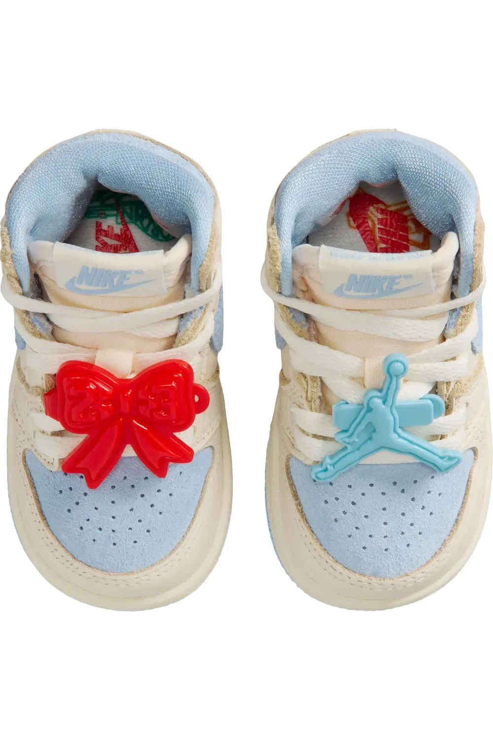 Детские кроссовки баскетбольные с амортизацией Air Jordan 1 Retro High OG Nike, Pale Ivory/Blue/Coconut Milk — фото 4