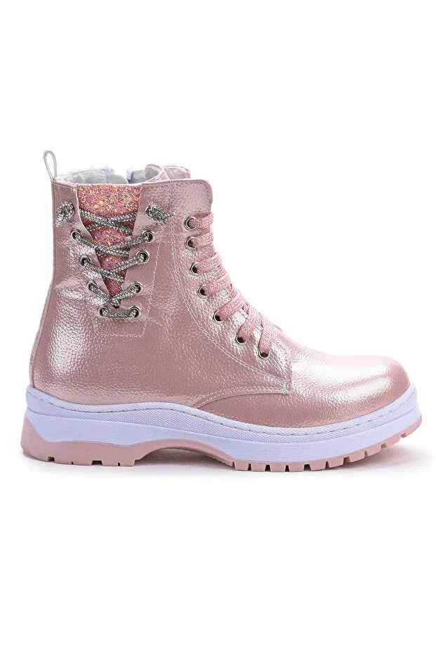 Детские ботинки для девочек с коротким каблуком Thermo sole girl's boots 621 vakko stoned Kiko Kids, Powder — фото 4
