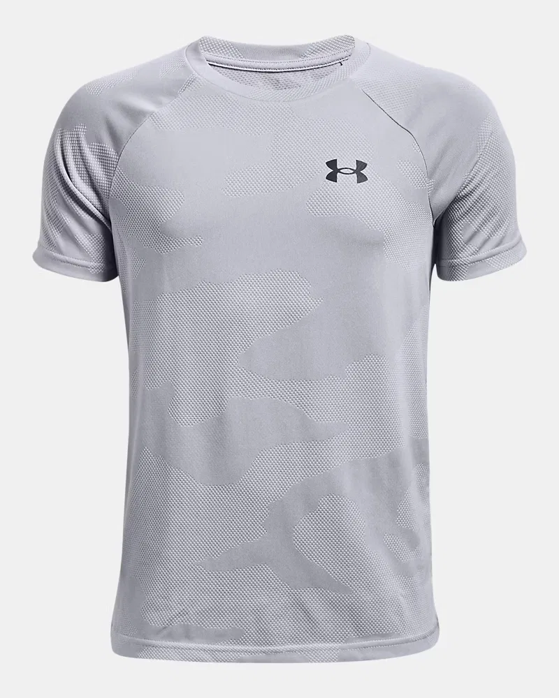 Футболка с коротким рукавом для мальчиков, быстросохнущая, UA Velocity Jacquard UnderArmour, Mod Gray/Pitch Gray