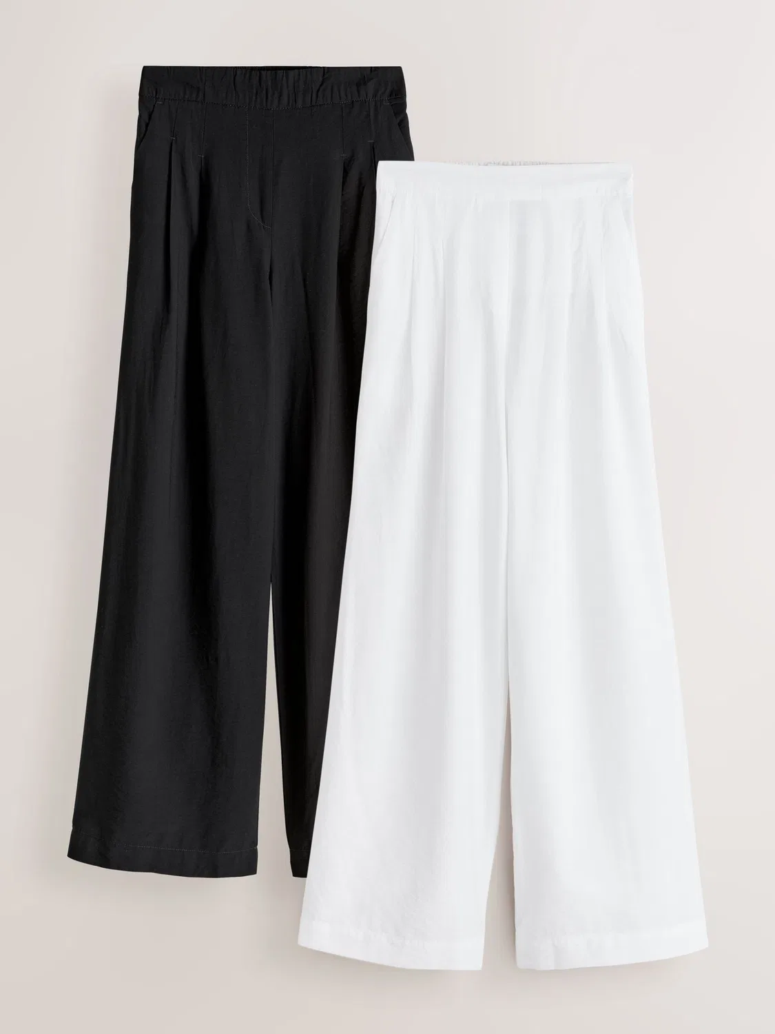 Брюки широкие плиссированные 2 шт, Black/White Next