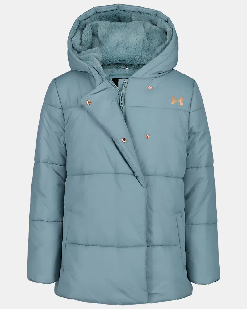 Пуховик для девочек водоотталкивающий UA Edie UnderArmour, Serpentine/Metallic Rose Gold — фото 2